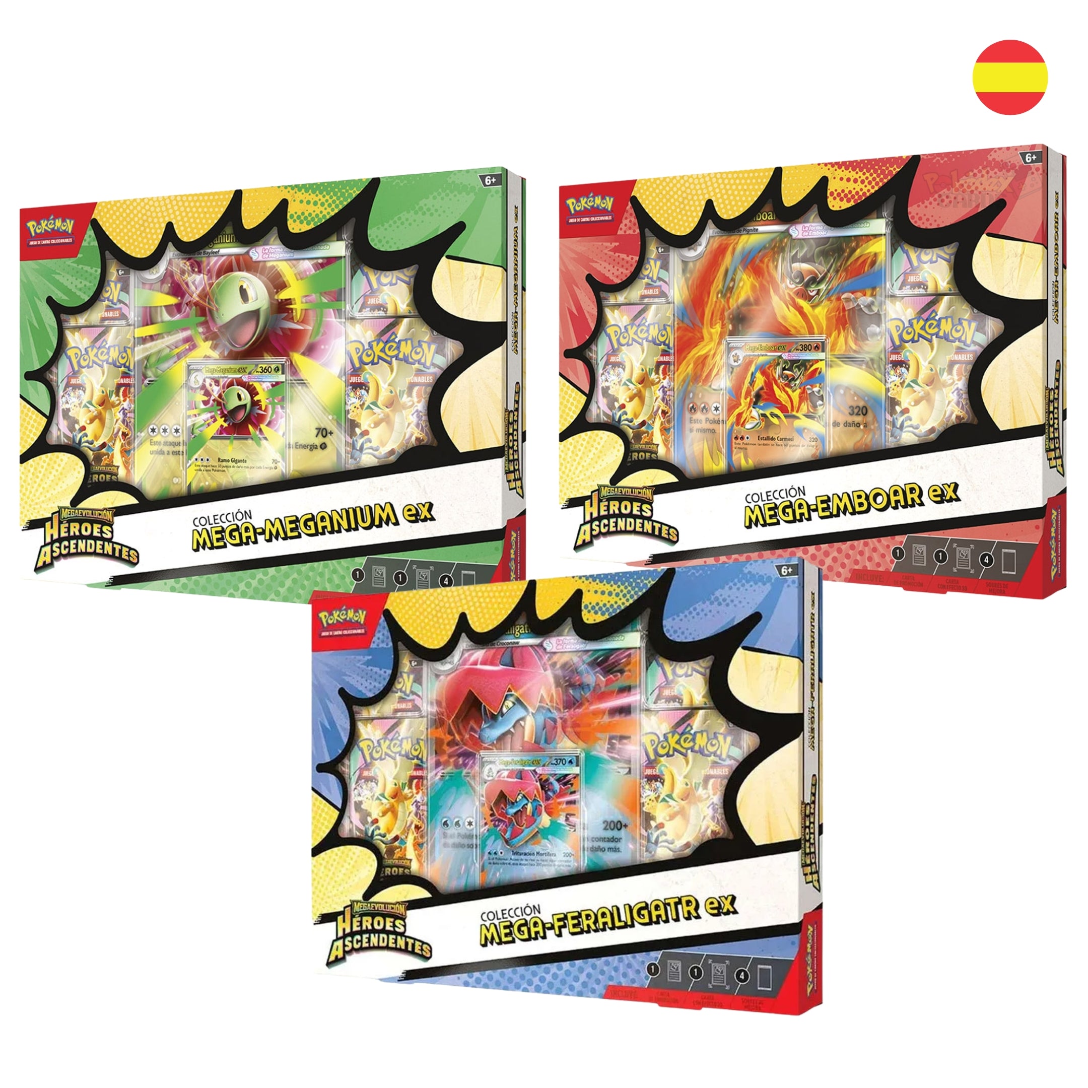 Colección Mega-Feraligatr Mega-Meganium Mega-Emboar Ex Megaevolución-Héroes Ascendentes I