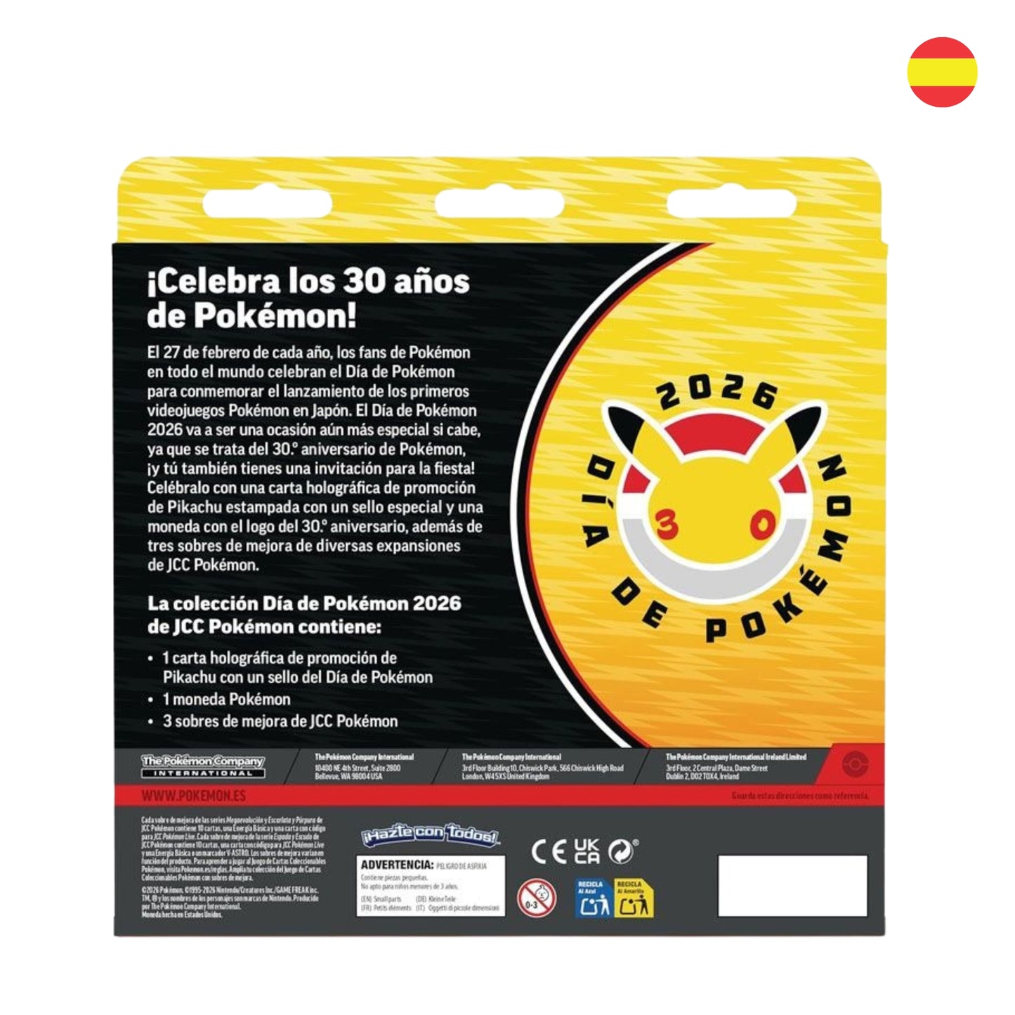 Pack Colección Día del Pokémon 2026: 30 Aniversario - 3 Sobres + Promo Pikachu (Español)