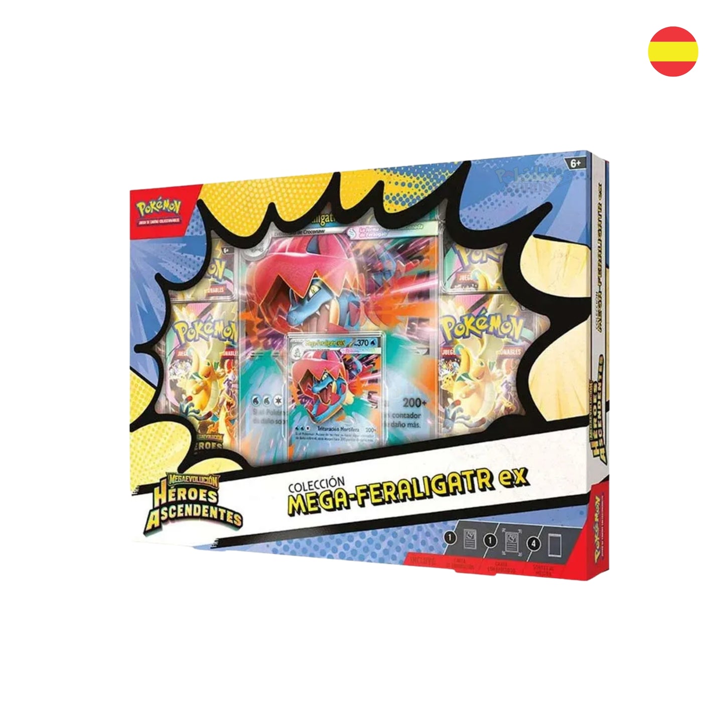 Colección Mega-Feraligatr Mega-Meganium y Mega-Emboar Ex Megaevolución-Héroes Ascendentes (ESPAÑOL) I Pokémon TCG