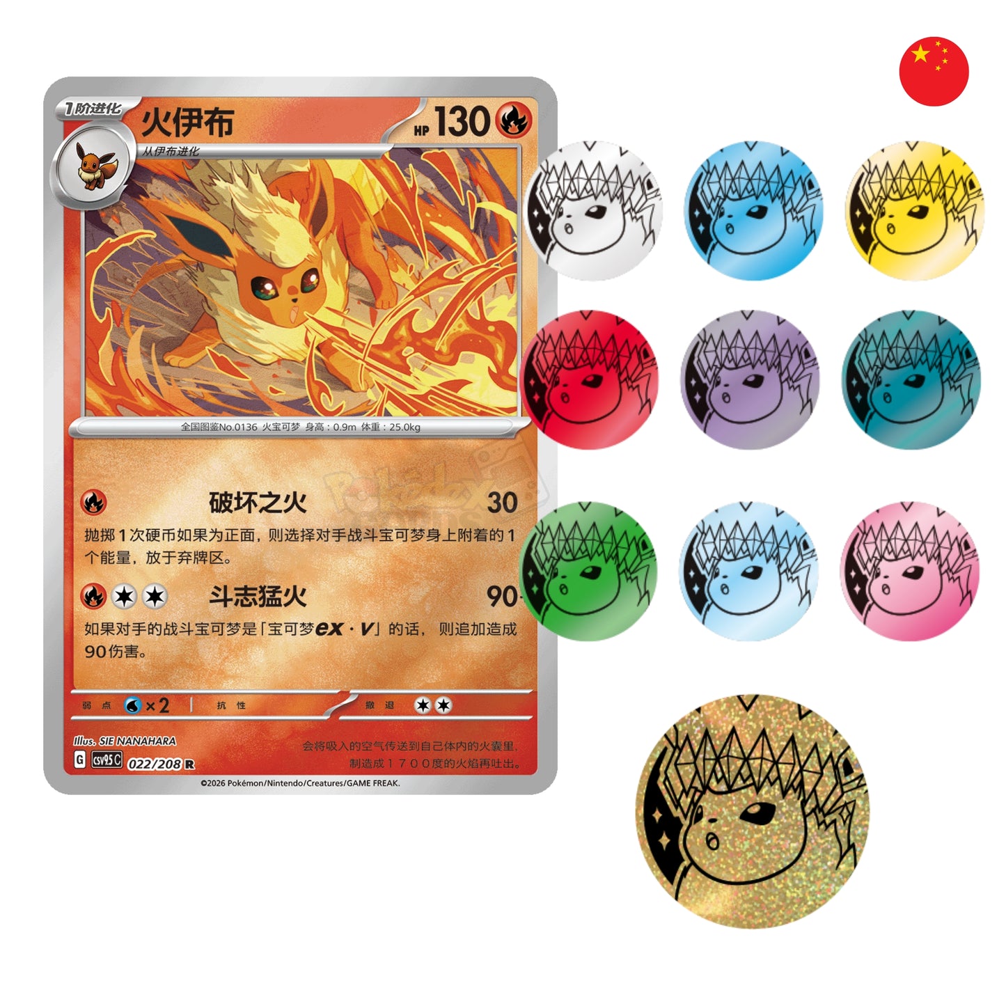 Terastal Gathering Eevee / Flareon Coin Set I Pokémon TCG I Chino Simplificado